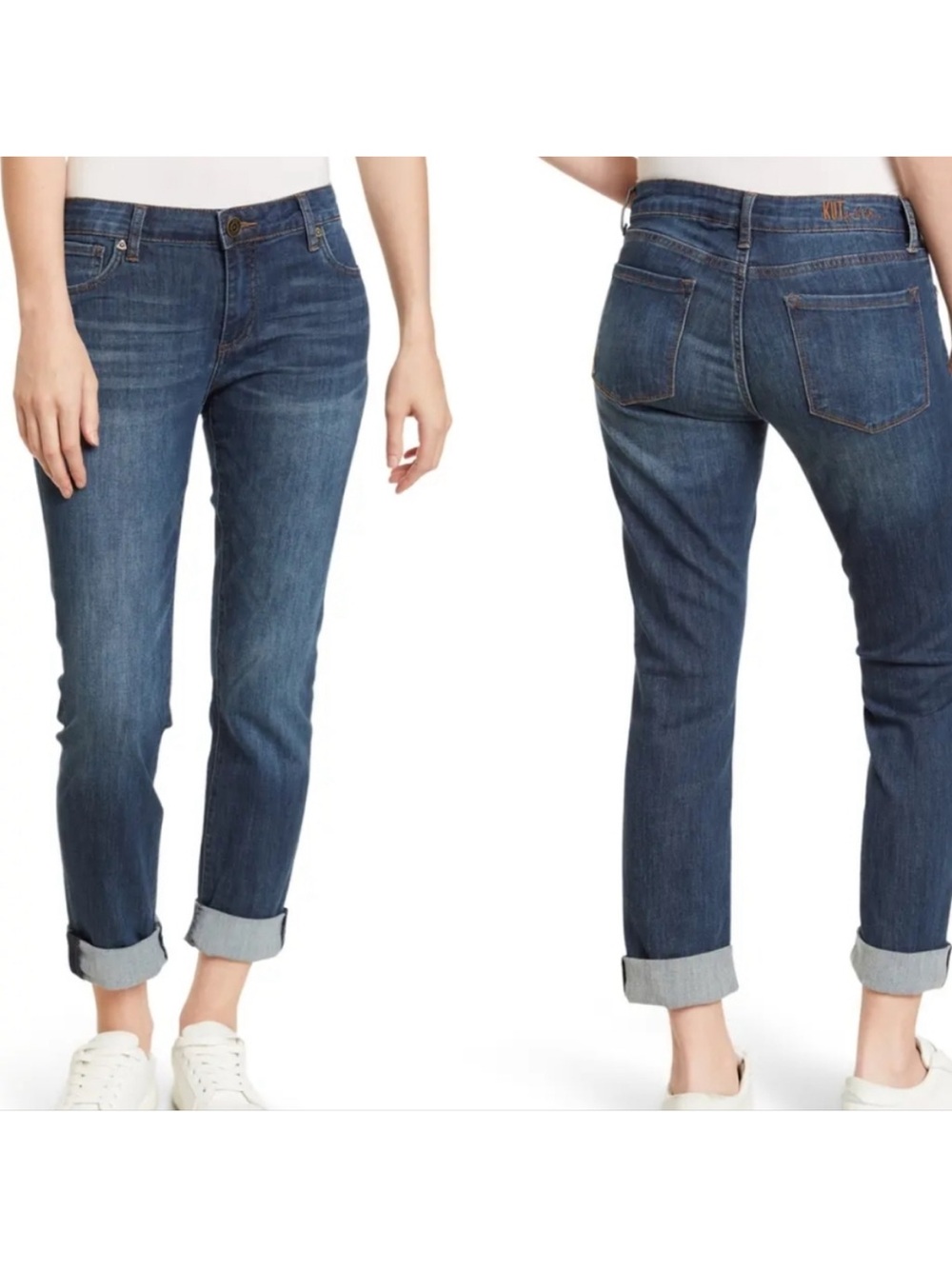 Kut from the Kloth Size 6 Blue Ankle Straight Leg Cuffed Jeans